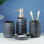 Black and Blue Brushed Ceramic Bathroom Set of 4 - The Golden Theory
