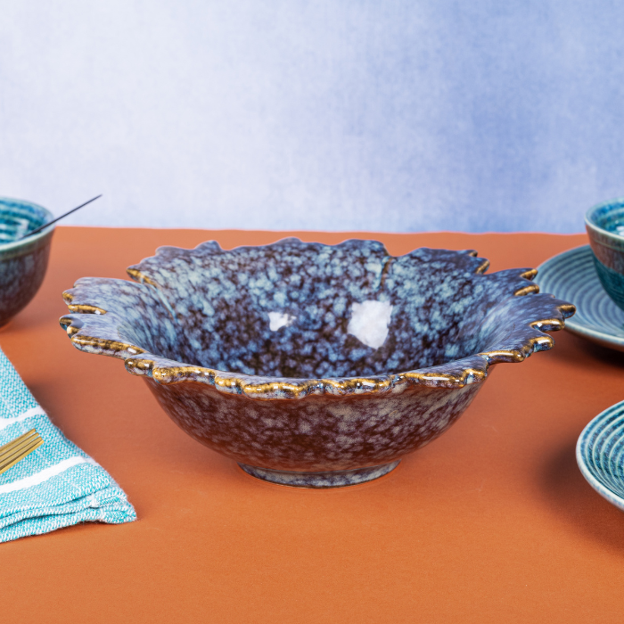 Black and Blue Color Bowl with Cut Design