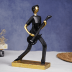 Black and Gold Guitar Player Sculpture - Modern Musician Decor - The Golden Theory