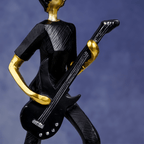 Black and Gold Guitar Player Sculpture - Modern Musician Decor - The Golden Theory