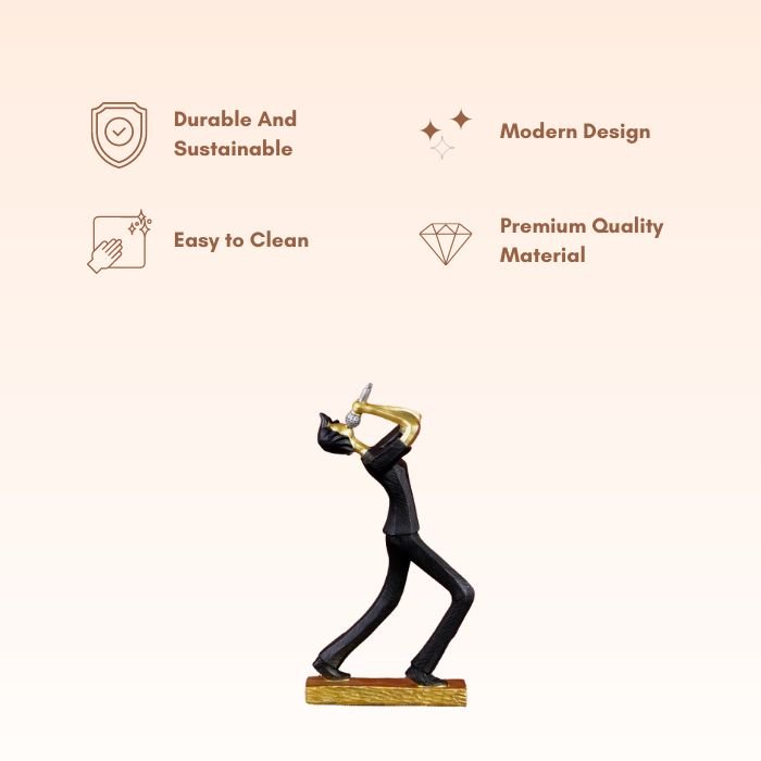 Black and Gold Jazz Singer Sculpture - The Golden Theory