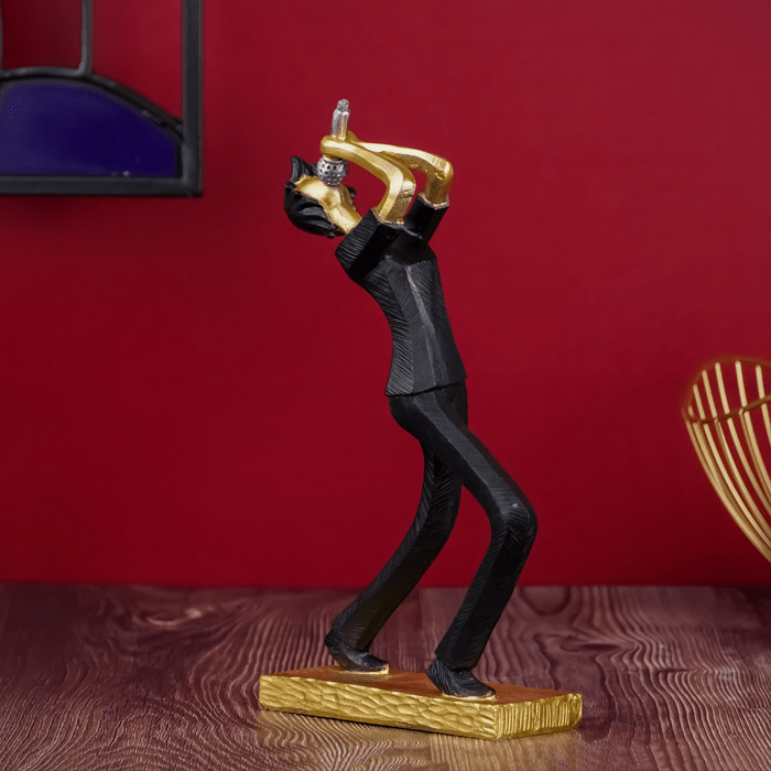 Black and Gold Jazz Singer Sculpture - The Golden Theory