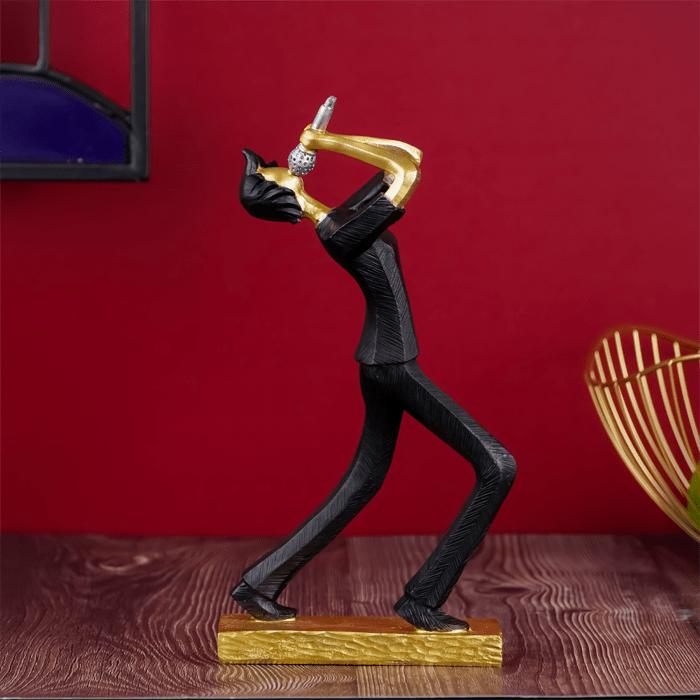Black and Gold Jazz Singer Sculpture - The Golden Theory