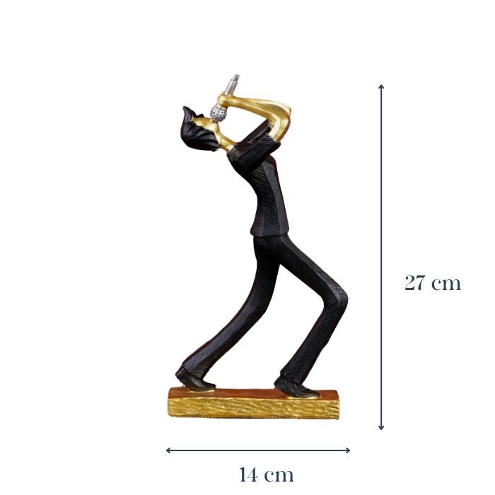 Black and Gold Jazz Singer Sculpture - The Golden Theory