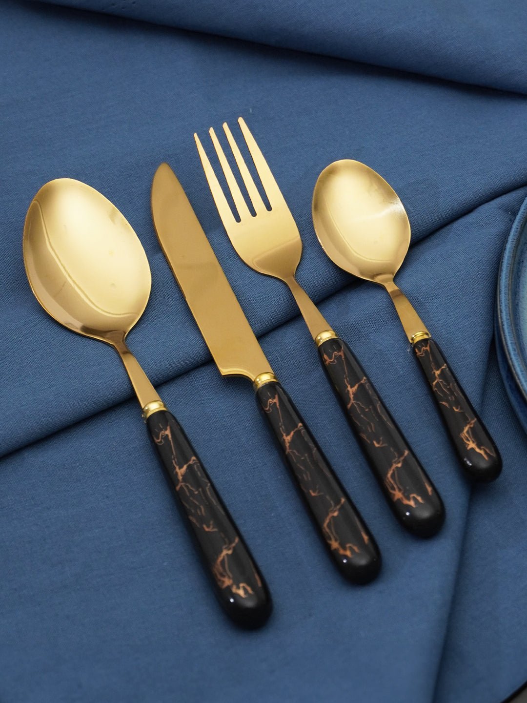 Black and Gold Stainless Steel Cutlery Set of 24 Secondary image