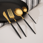 Black and Gold Stainless Steel Cutlery Set of 4 - The Golden Theory