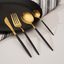Black and Gold Stainless Steel Cutlery Set of 4 - The Golden Theory
