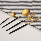 Black and Gold Stainless Steel Cutlery Set of 4 - The Golden Theory