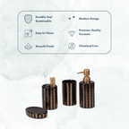 Black and Gold Striped Bathroom Set – Luxurious Ceramic Bath Accessories - The Golden Theory