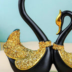 Black and Gold Swan Pair Figurines - The Golden Theory