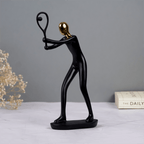 Black and Gold Tennis Player Sculpture - Modern Art Decor - The Golden Theory