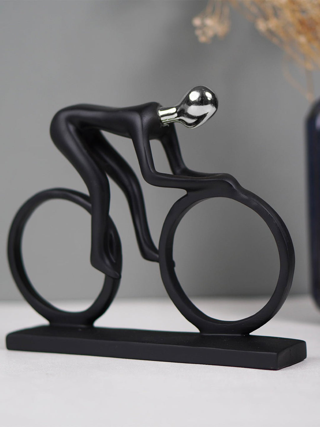 Black and Silver Cyclist Sculpture - The Golden Theory