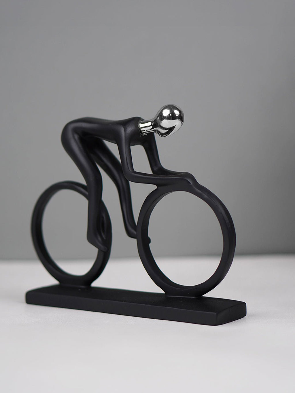 Black and Silver Cyclist Sculpture - The Golden Theory