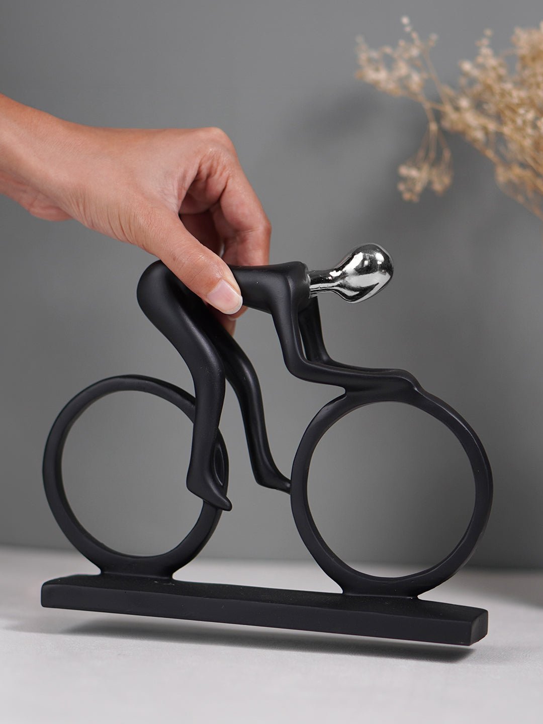 Black and Silver Cyclist Sculpture Secondary image