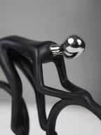 Black and Silver Cyclist Sculpture - The Golden Theory