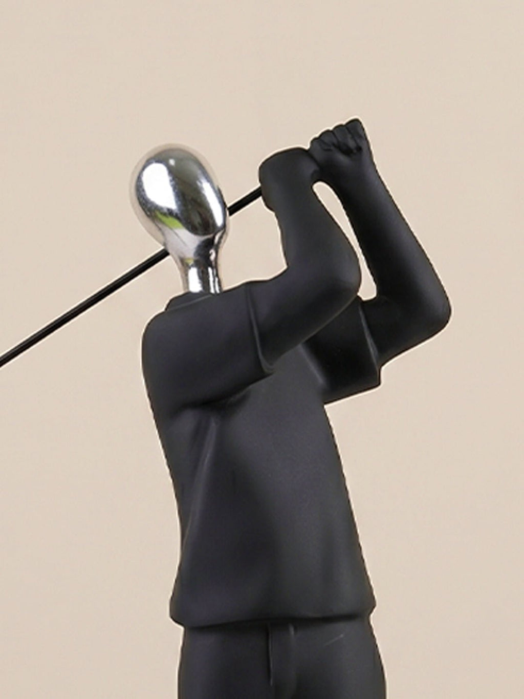 Black and Silver Golf Swing Sculpture - The Golden Theory