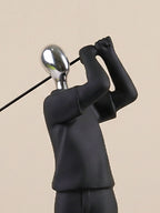 Black and Silver Golf Swing Sculpture - The Golden Theory