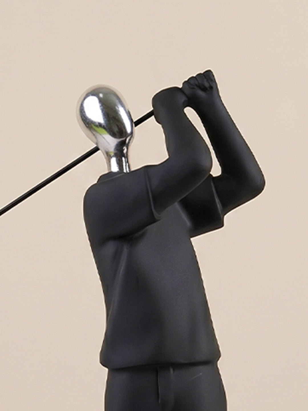 Black and Silver Golf Swing Sculpture - The Golden Theory