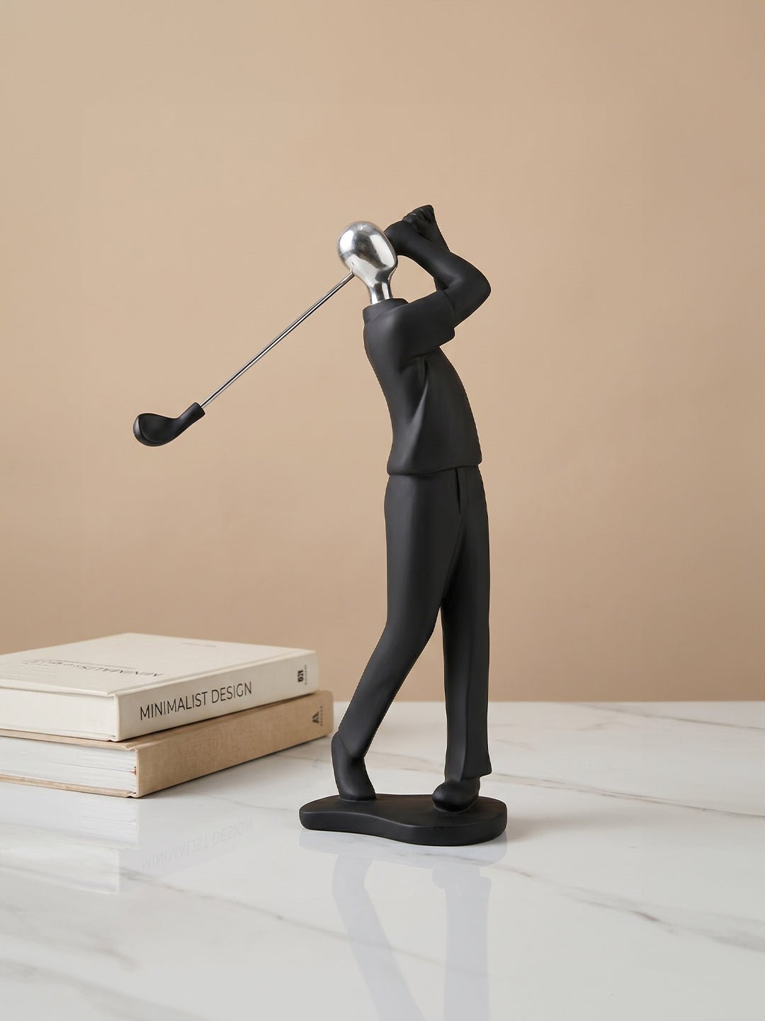 Black and Silver Golf Swing Sculpture - The Golden Theory Main image