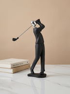 Black and Silver Golf Swing Sculpture - The Golden Theory