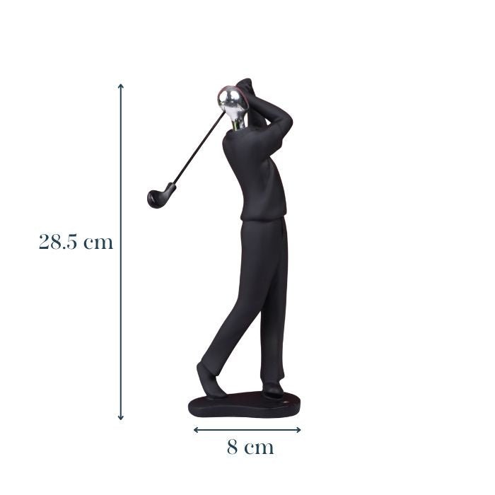 Black and Silver Golf Swing Sculpture - The Golden Theory