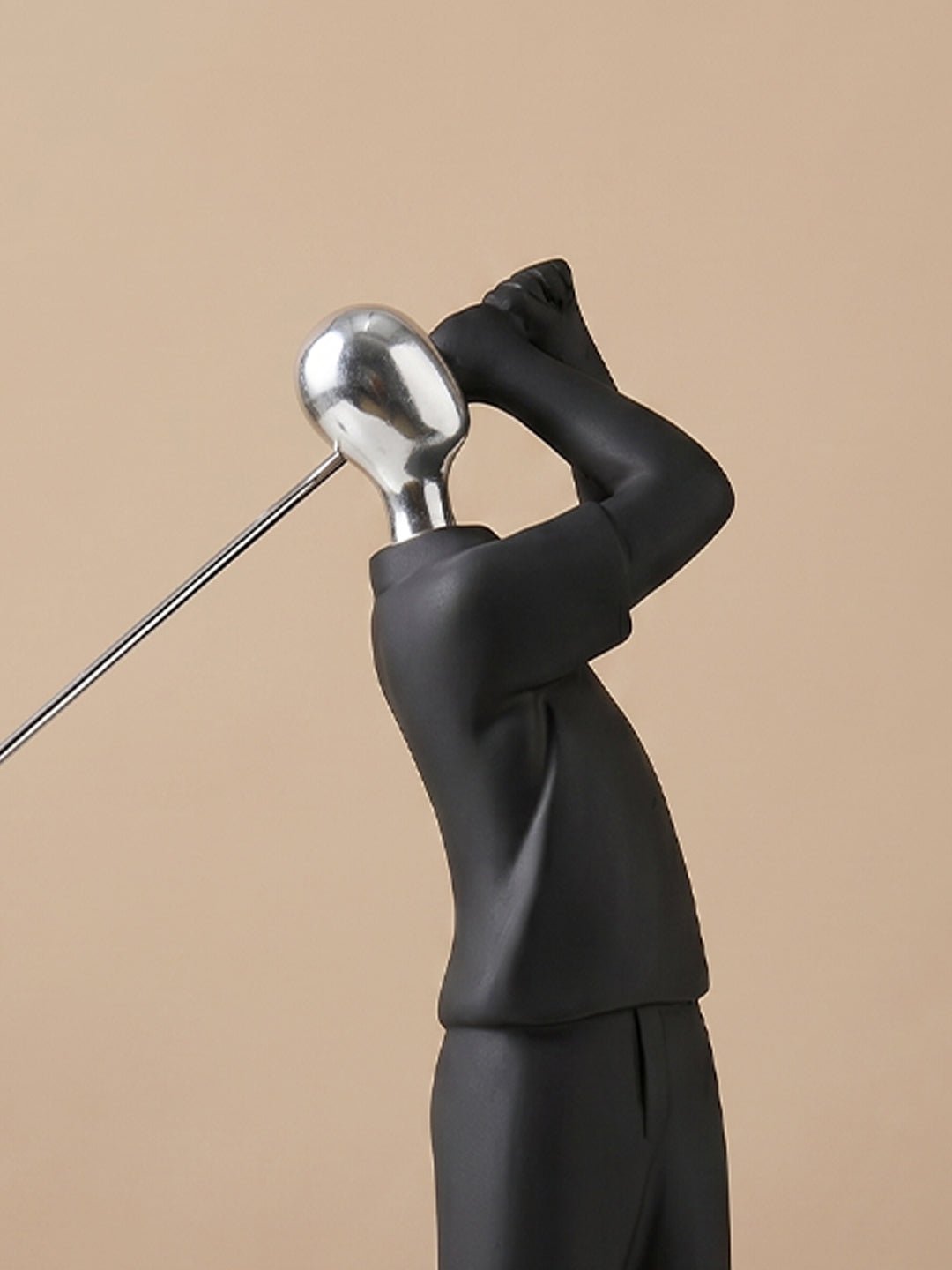 Black and Silver Golf Swing Sculpture Secondary image