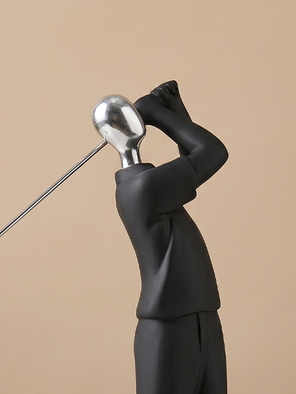 Black and Silver Golf Swing Sculpture - The Golden Theory