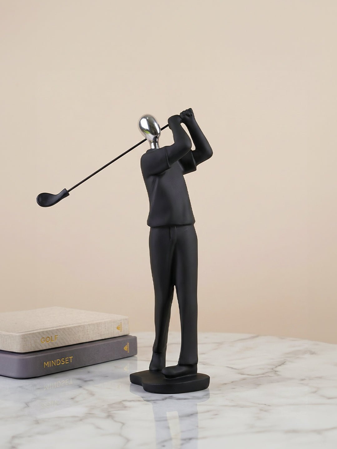 Black and Silver Golf Swing Sculpture - The Golden Theory