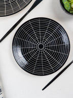 Black and White Grid Ceramic Dinnerware - Set of 18 - The Golden Theory