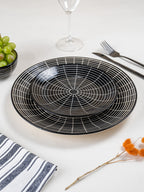 Black and White Grid Ceramic Dinnerware - Set of 18 - The Golden Theory