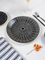 Black and White Grid Ceramic Dinnerware - Set of 18 - The Golden Theory