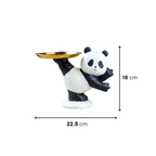 Black and White Panda Figurine with Gold Tray Holder - The Golden Theory