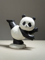 Black and White Panda Figurine with Gold Tray Holder - The Golden Theory