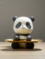 Black and White Panda Tray Holder with Gold Oval Plate - The Golden Theory
