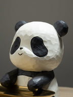 Black and White Panda Tray Holder with Gold Oval Plate - The Golden Theory