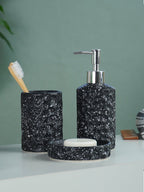 Black and White Speckled Ceramic Bathroom Set of 3 - The Golden Theory