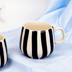 Black and White Striped Ceramic Mug - The Golden Theory