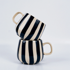 Black and White Striped Ceramic Mug - The Golden Theory