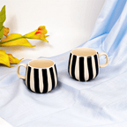 Black and White Striped Ceramic Mug - The Golden Theory