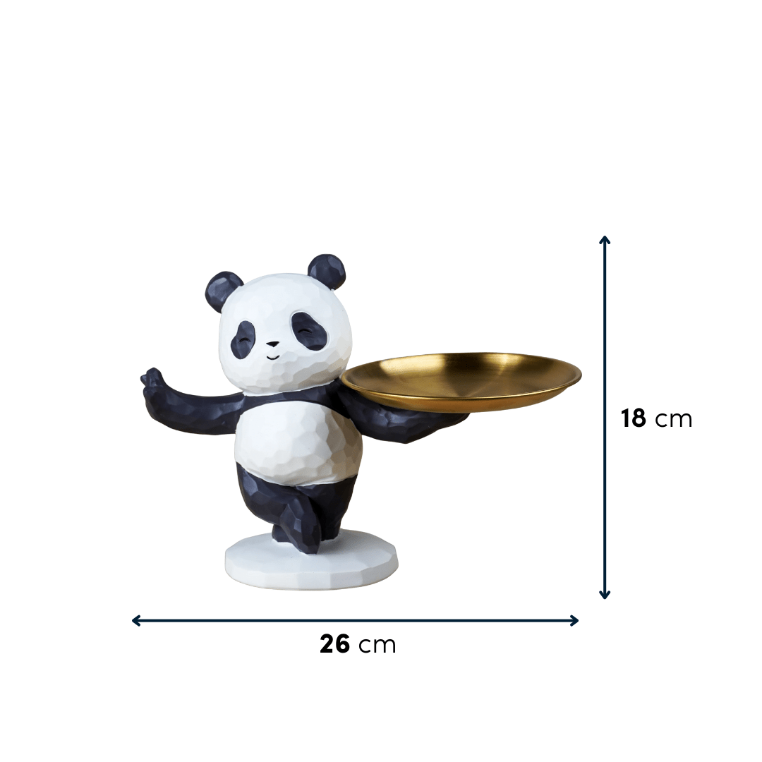 Black and White Textured Panda Standing Figurine - The Golden Theory