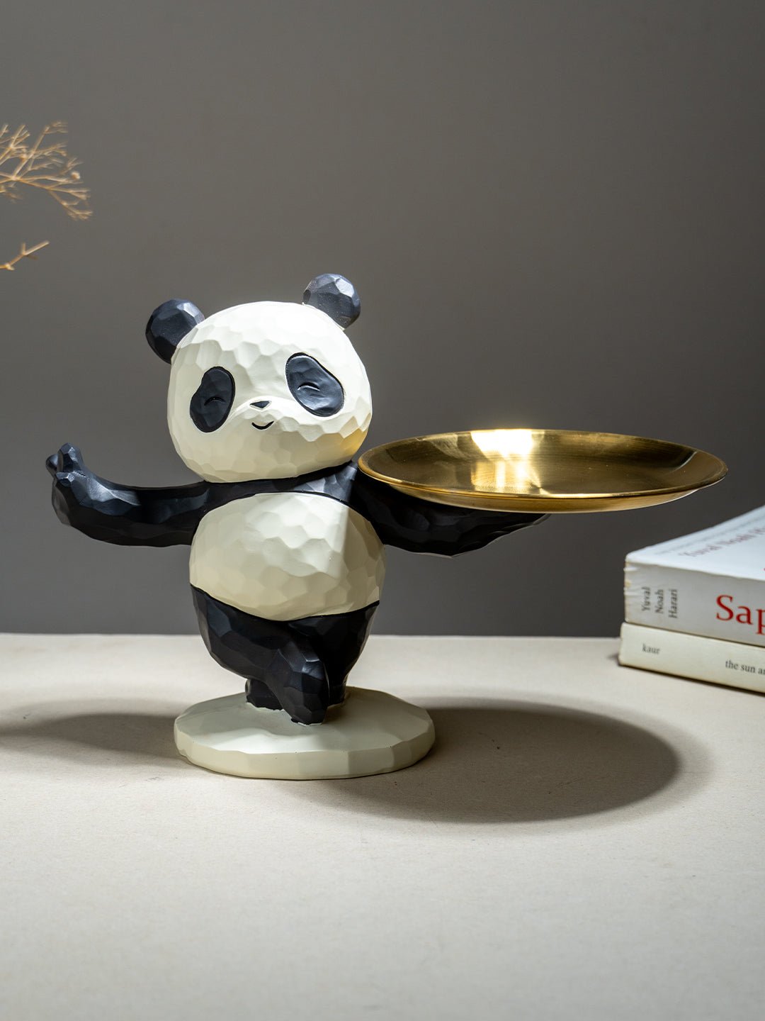 Black and White Textured Panda Standing Figurine - The Golden Theory Main image