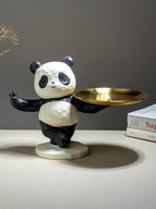 Black and White Textured Panda Standing Figurine - The Golden Theory