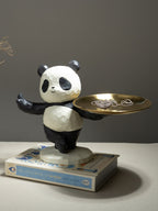 Black and White Textured Panda Standing Figurine - The Golden Theory