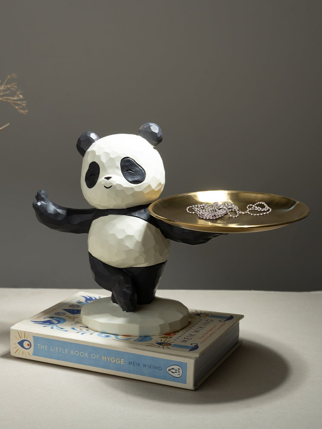 Black and White Textured Panda Standing Figurine - The Golden Theory