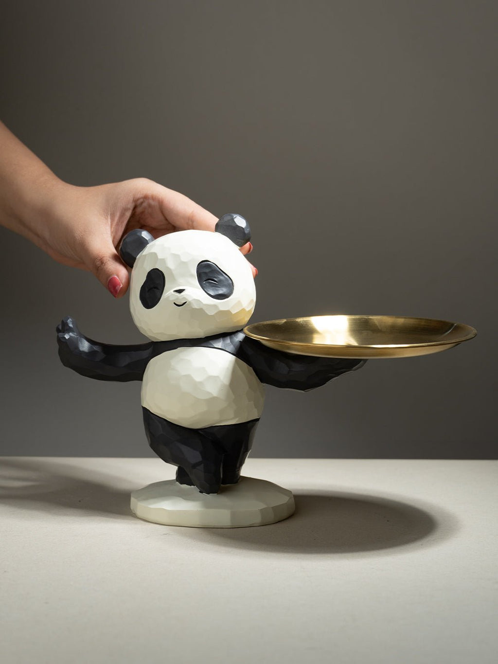 Black and White Textured Panda Standing Figurine - The Golden Theory