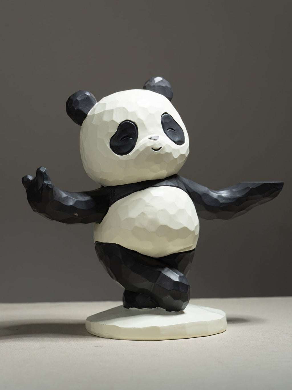 Black and White Textured Panda Standing Figurine - The Golden Theory
