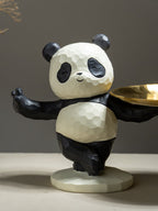 Black and White Textured Panda Standing Figurine - The Golden Theory