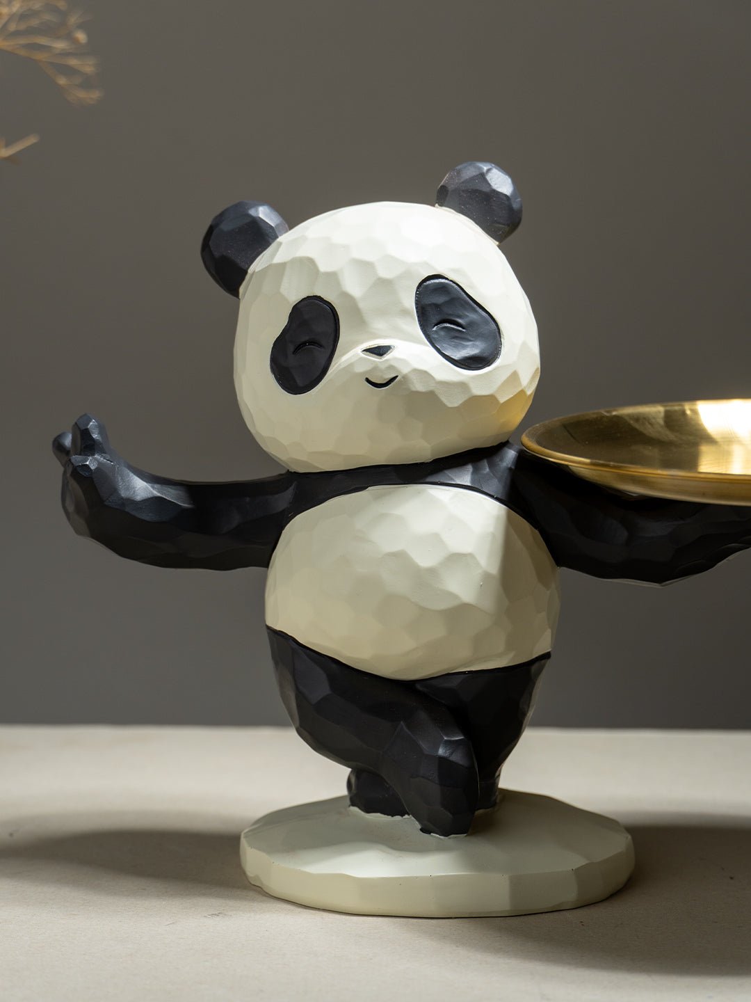 Black and White Textured Panda Standing Figurine - The Golden Theory