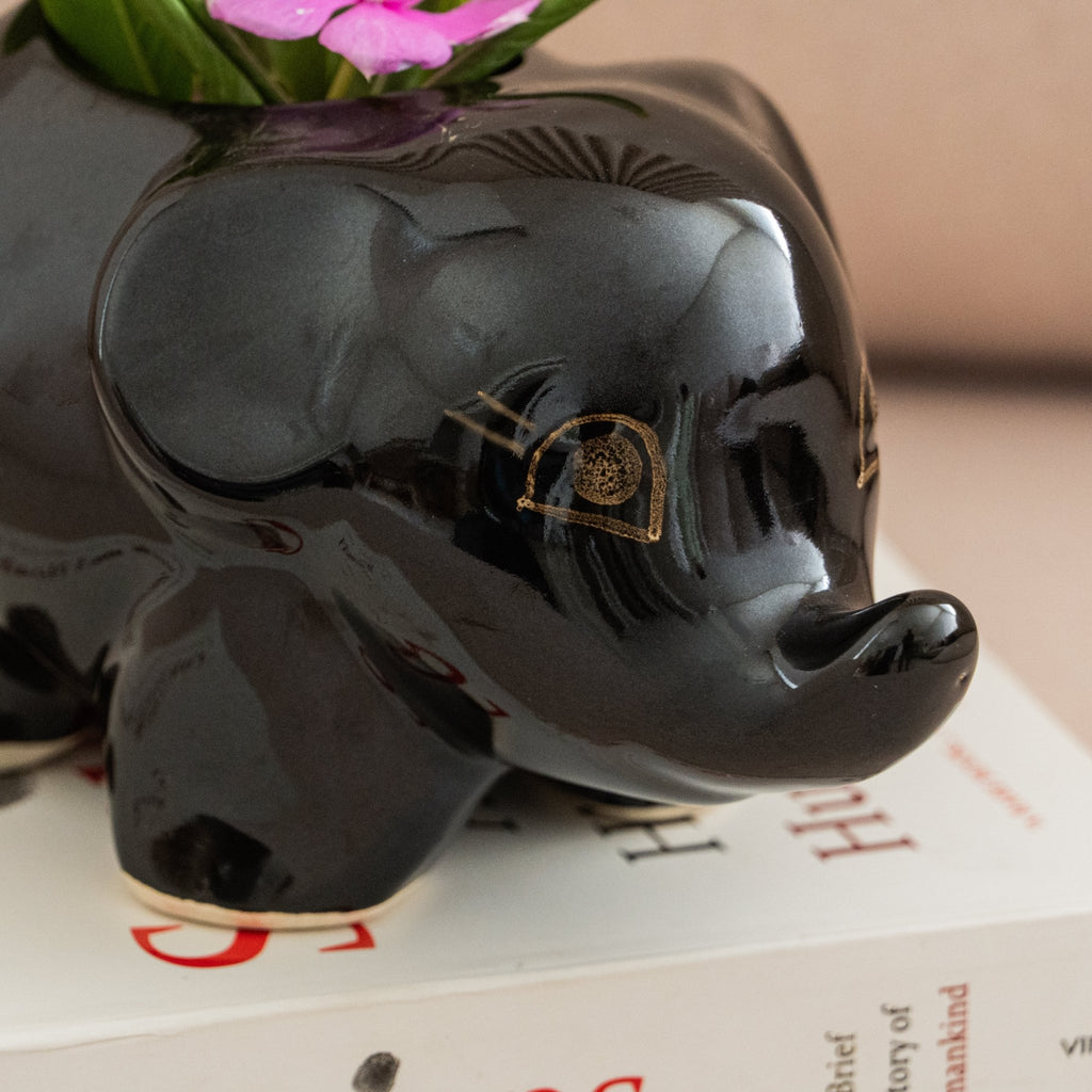 Black Baby Elephant Planter - The Golden Theory