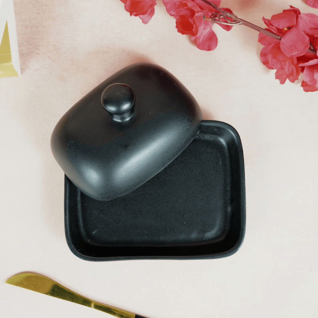 Black Ceramic Butter Dish - The Golden Theory